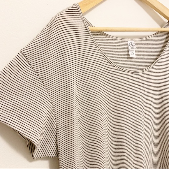 Alternative Striped Scoop Neck Short Sleeve Shirt - Picture 2 of 4